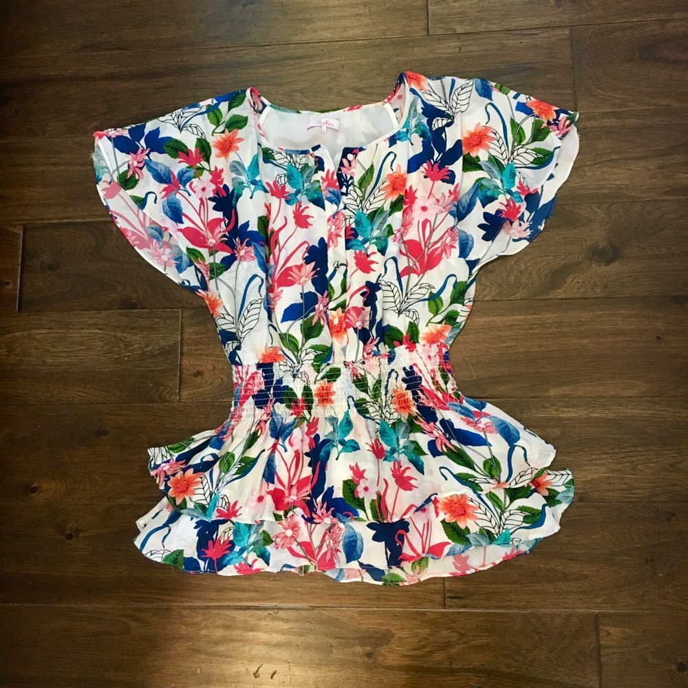 Parker bright, floral top!